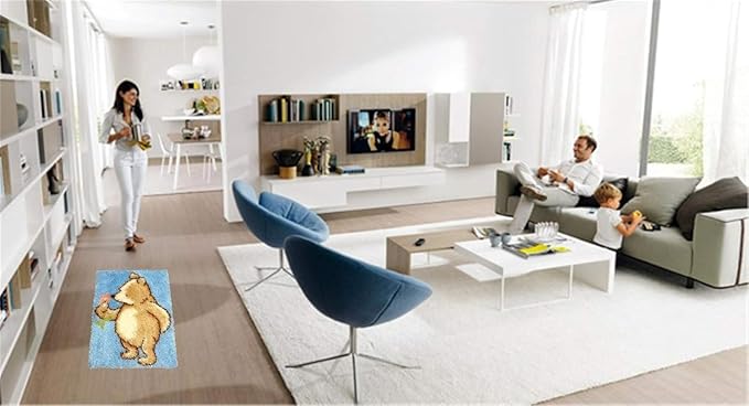 CZCRAOR 3D Latch Hook Rug Kits,Bear Rug Making Kits for Adults Kids Beginners Needlework Embroidery DIY Craft Rug Hook Rugs Kits for Home Decoration 20" X 15"