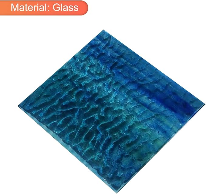 MECCANIXITY Stained Glass Sheet Mosaic Tile 3.9 Inch x 3.9 Inch Bright Blue Stained Glass Sheets for Crafts DIY, Art Project