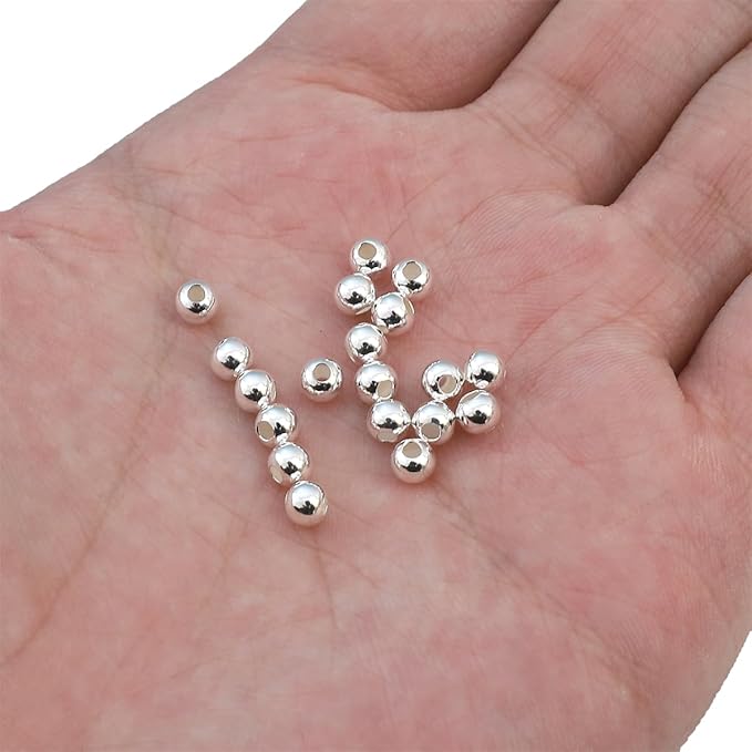 925 Sterling Silver Round Beads 4mm 20pcs for Jewelry Making Findings