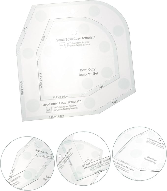 EXCEART Acrylic Sewing Template Ruler for Quilting and Patchwork with Bowl Cozy Pattern Lightweight Durable Acrylic for Home and Craft Use 3 Sizes