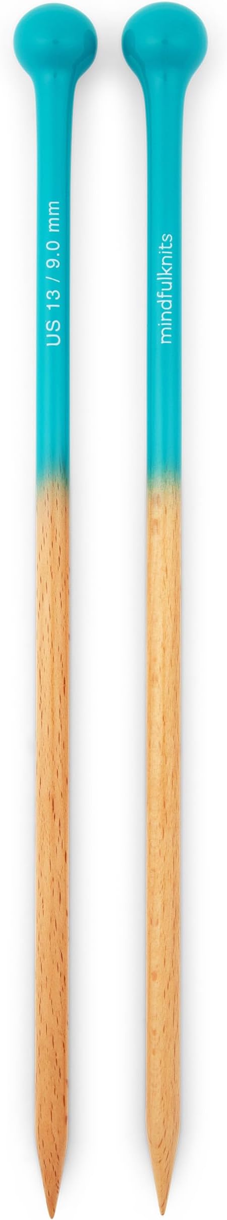 mindfulknits Premium Straight Single Pointed Beech Wood Knitting Needles – Size US 13, 9mm – 35cm Length – Knitting Supplies for Relaxation & Stress Relief (US 13, 9mm)
