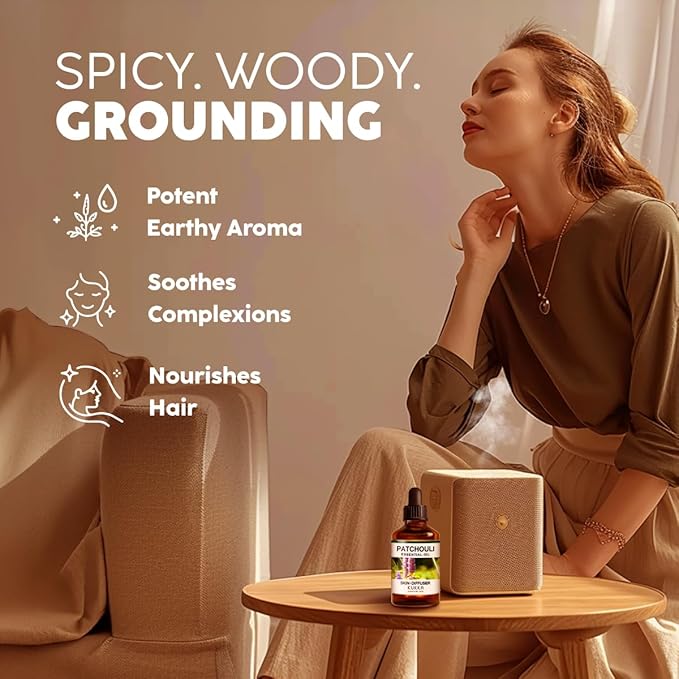 KUKKA Patchouli Essential Oils - 4 Fl Oz - for Hair, Skin, Diffuser, Aromatherapy & DIY Soap Making Scent