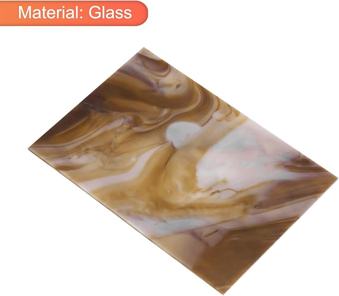 MECCANIXITY Stained Glass Sheet Mosaic Tile 5.9 Inch x 3.9 Inch Dark Brown Stained Glass Sheets for Crafts DIY, Art Project