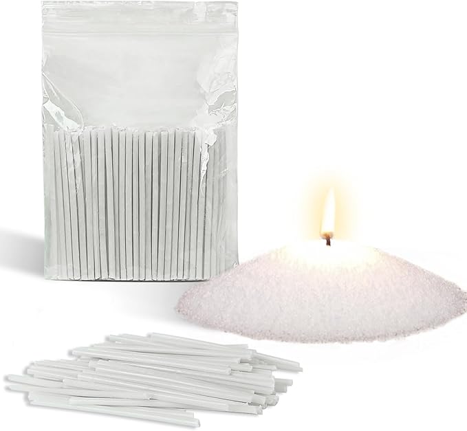Pearled Candle Cotton Wicks 50-Pack for Sand Candles Making - 2Inch Metal-Free and Lead-Free Refill Sand Wax Wick for Candle Making DIY (White)