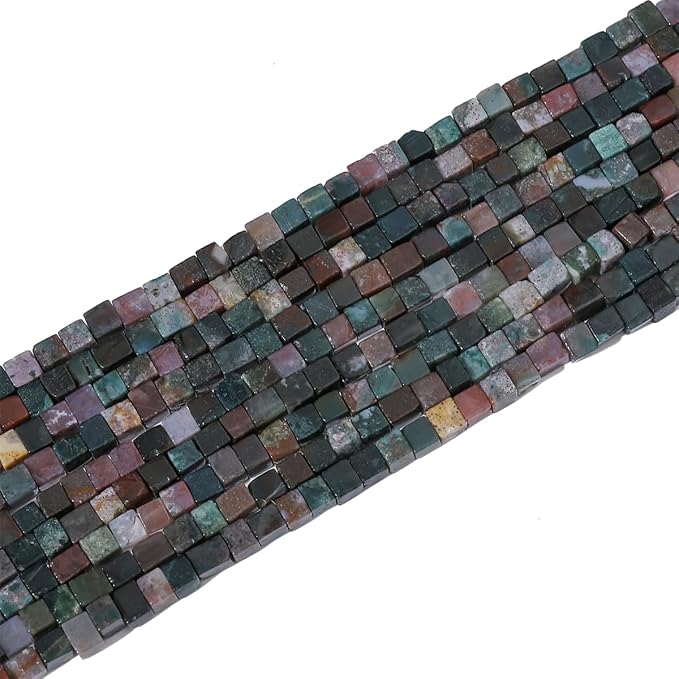 Natural Indian Agate Square Stone Beads 4x4mm 85pcs Cube Loose Semi Gemstone Beads for Jewelry Making Design