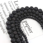 45pcs 8mm Natural Stone Beads Black Lava Beads Energy Crystal Power Gemstone for Jewelry Making, DIY Bracelet Necklace