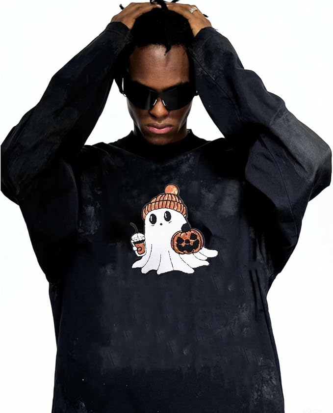 Halloween Ghost Iron on Patches Pumpkin Chenille Embroidery Sew on Stickers Applique for DIY Crafts T Shirt Clothing Jackets Backpacks Jeans Party Decorations Accessories