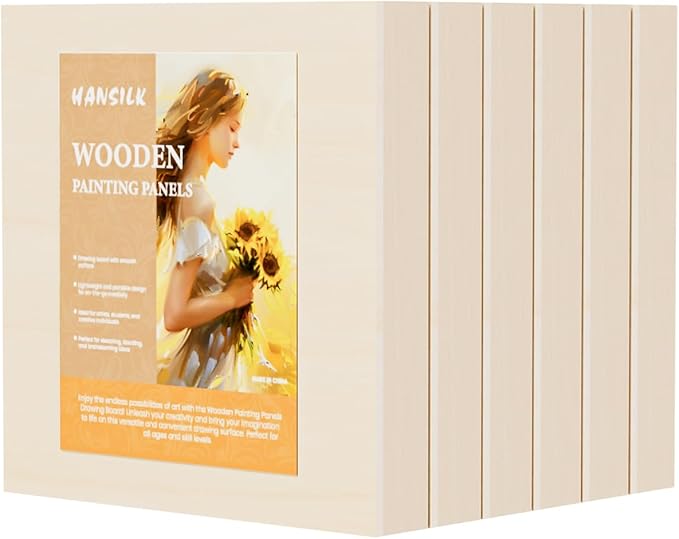 Wooden Art Panels for DIY Painting - Mother's Day Gifts, Christmas Crafts & Home Décor | 6x6 Inch Canvas Wood Boards, Unfinished Wooden Canvas for Adults & Kids (6-Pack)