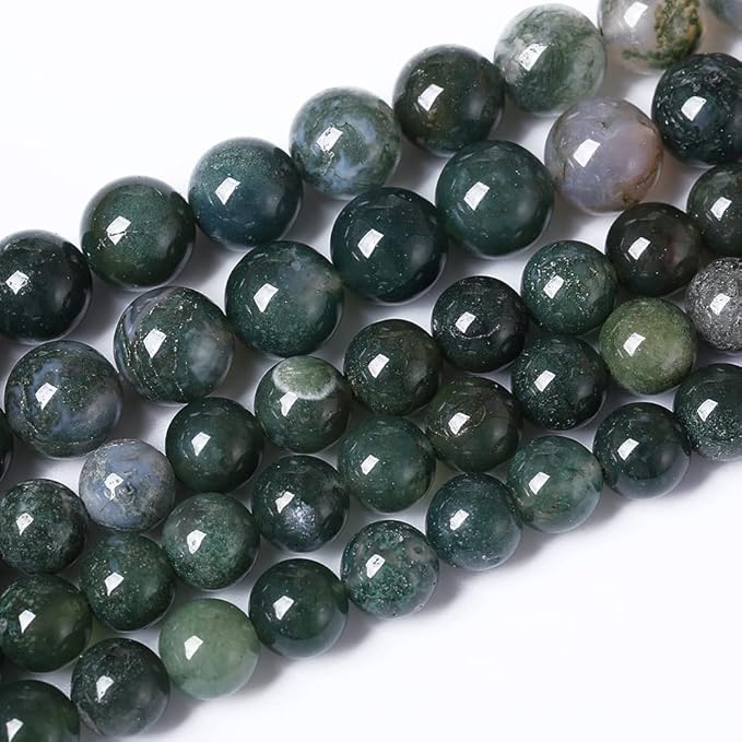 90PCS 4mm Natural Green Moss Agate Beads Gemstone Round Loose Spacer Beads for Jewelry Making DIY Bracelet Necklace Earrings 15" Inch(Moss Agate Beads, 4mm)