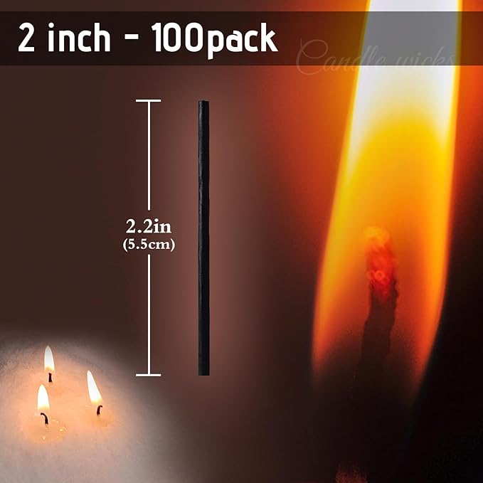 Pearled Candle Extra Wicks 100 Pack for Pearled Candle Making - 2 Inch Black Cotton Candle Wicks for Candle Making DIY