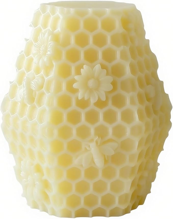 Honeycomb Cylinder Flower Succulent Peony Cylinder Candle & Resin Mold - Resin Casting Silicone Molds for Home Decor & Candle Making Wave Spiral Mold