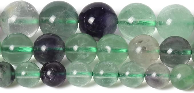 35pcs 10mm Natural Stone Beads Fluorite Beads Crystal Gemstone for Jewelry Making, DIY Bracelet Necklace