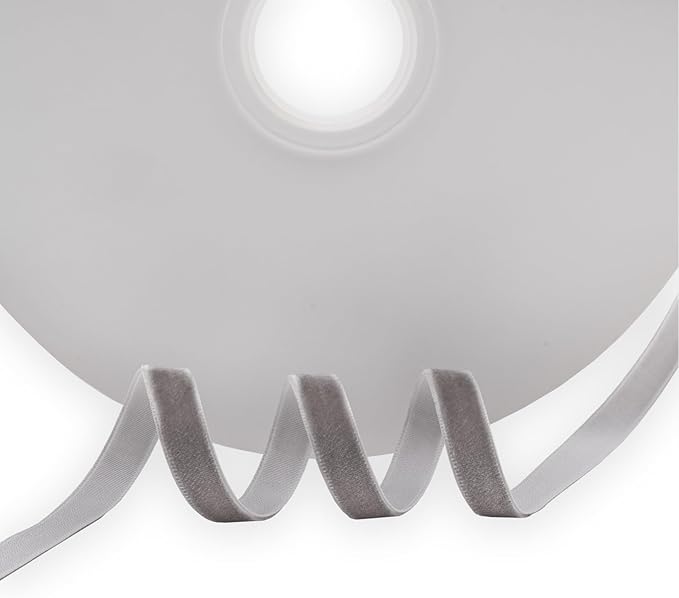 Nylon Velvet Ribbon Single Faced,3/8 Inch X 25Yards Spool (Grey)