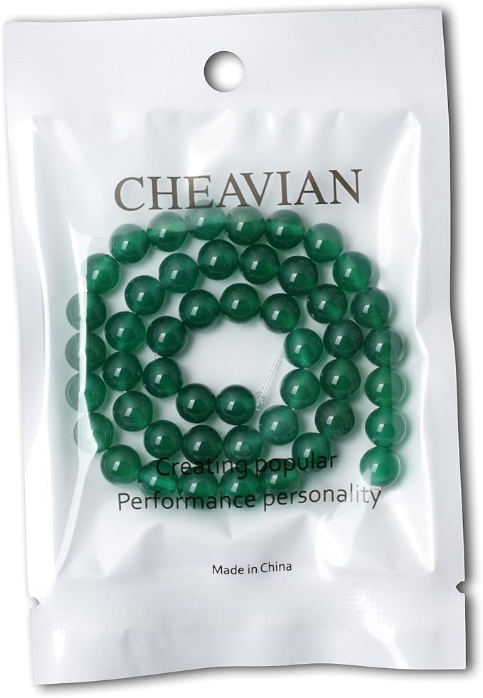 45PCS 8mm Green Agate Gemstone Round Loose Beads for Jewelry Making 1 Strand 15"