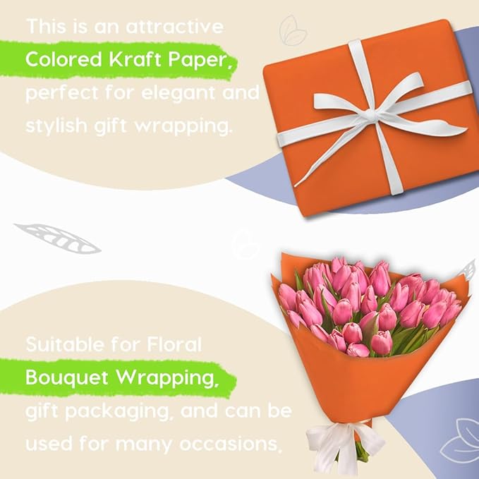 SMART&CASUAL 15" x 450" (37.5') Kraft Paper Roll for Art Craft Supplies Gift Wrapping Moving Packing Kids Painting Drawing Paint Easel Poster Chart Paper (OrangeRed, 15" W x 450" L (37.5'))