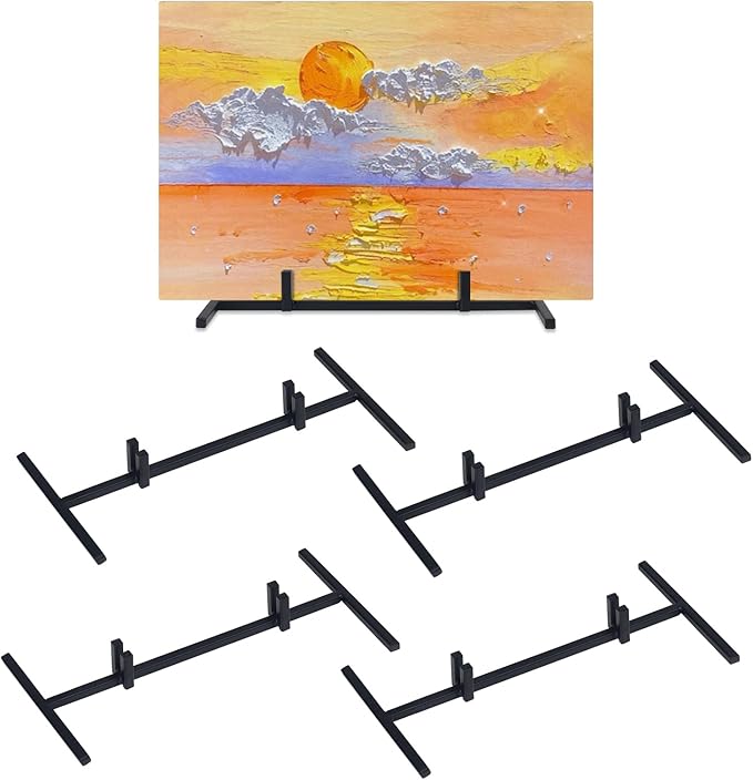 5 Pcs Metal Display Stand，Glass Stands For Display，Art Stands Suitable For Colored Ceramic Tiles, Glass Art Creation, Photo, Plaques, And Collectibles，Used For Home, Office, Or Trade Shows（Black）