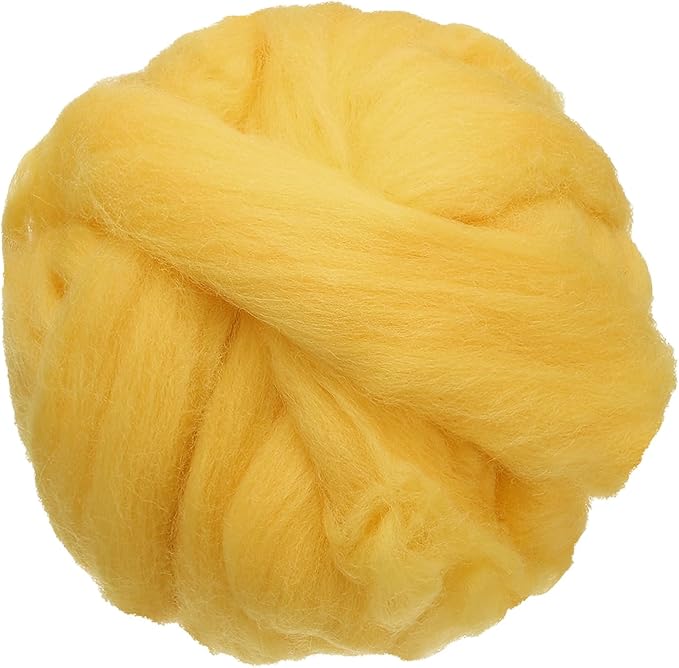 uxcell 3.53oz Wool Roving Yarn, Needle Felting Wool Fiber DIY Craft Needle Wet Felting Supplies for Blending Weaving Handcrafts, Medium Yellow