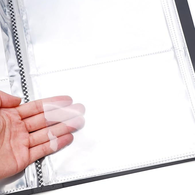 10 Pcs 0.3mm Magnet Sheets and 80 pockets/20 pages Storage Album for Stamp and Cutting Dies Storage Book Organizer Folder for Storage Die Cutting, DIY Scrapbooking Card Making Supplies (Black)