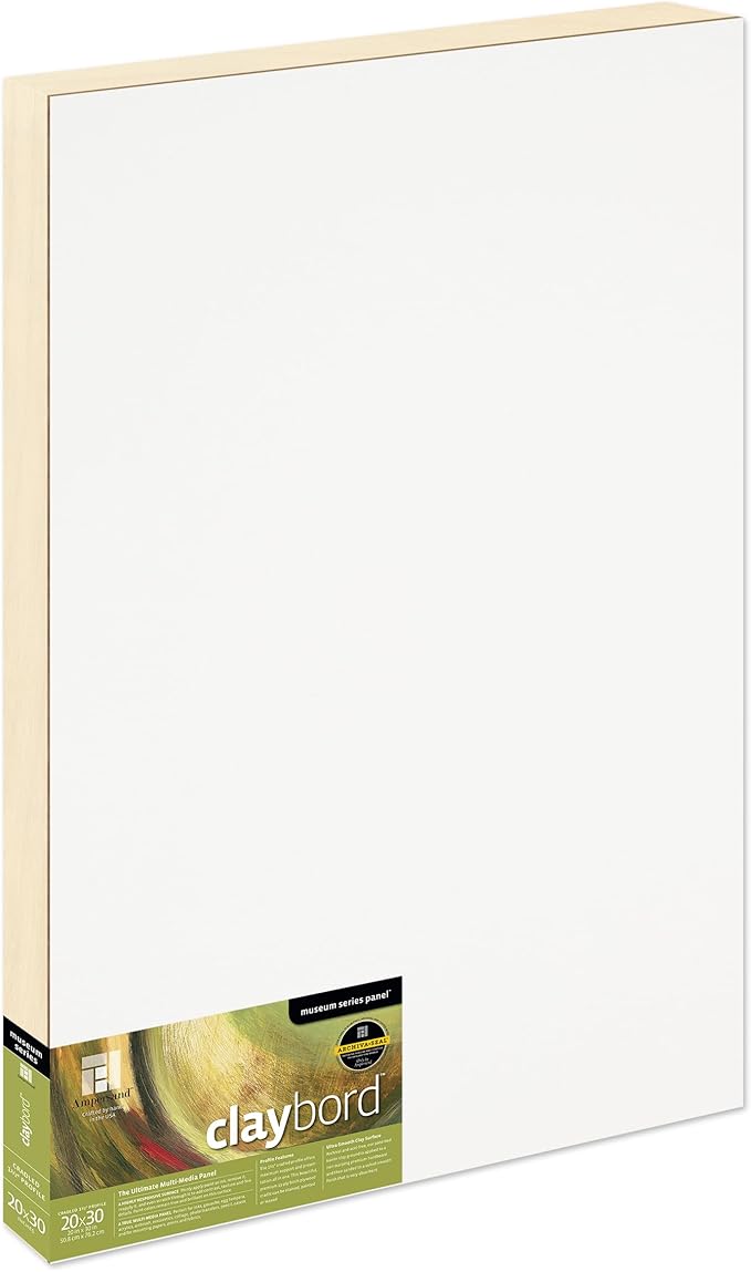 Ampersand Art Supply Wood Painting Panel: Museum Series Claybord, 20" x 30", 1-1/2" Cradled Profile