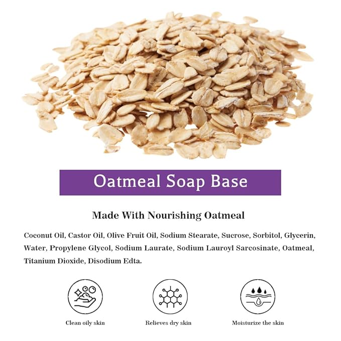 10LB Oatmeal soap base for DIY Handmade Soap making with Oatmeal Milk, Melt and Pour for Crafting and Making, Vegan, Easy to Cut