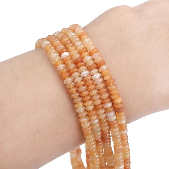 Natural Red Aventurine Spacer Beads Caps Rondelle Disk Loose Beads for Beading Jewelry Making 4mmx2mm 38cm