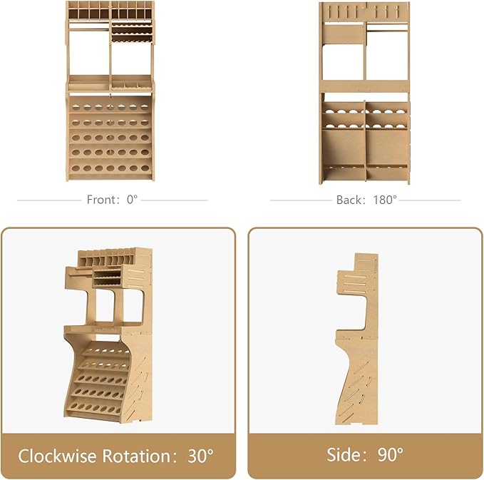 Bucasso Plastic Model Paint Rack Model Tool Organizer MDF Material Paint Rack Scissors/Tweezers/Paint Storage All-in-One Model Workbench Assembly Plastic Model Building Storage GK SY