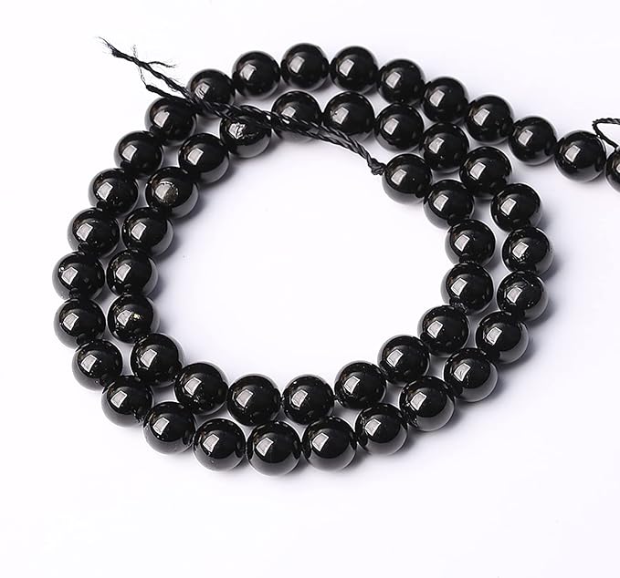 38pcs 10mm AAAA Natural Black Tourmaline Gemstone Beads Round Loose Beads for Jewelry Making DIY Bracelet Necklace