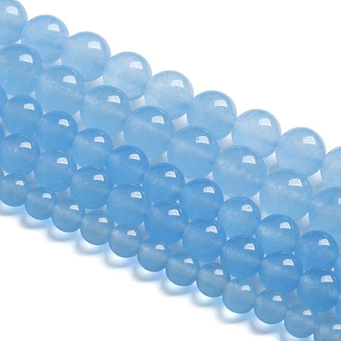 10MM 38PCS Blue Aquamarine Chalcedony Spacer Loose Beads for Jewelry Making DIY Bracelet Necklace