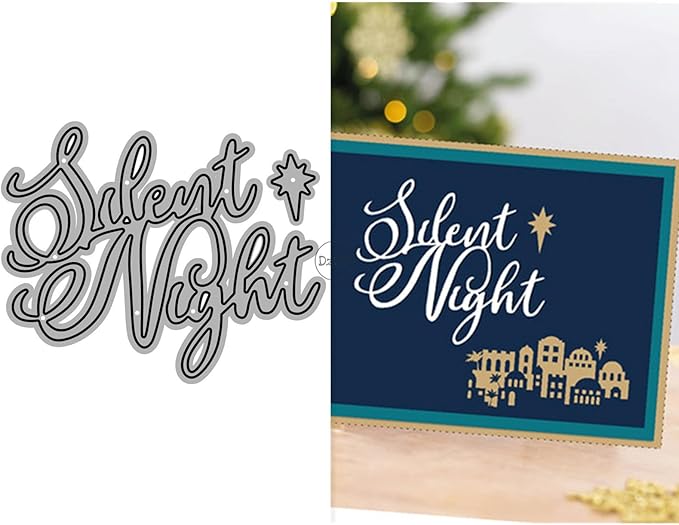 DzIxY Christmas Words Silent Night‌ Metal Cutting Dies for Card Making Kit Embossing Paper Die Cuts Set Scrapbook Stencils Supplies Machine Templates