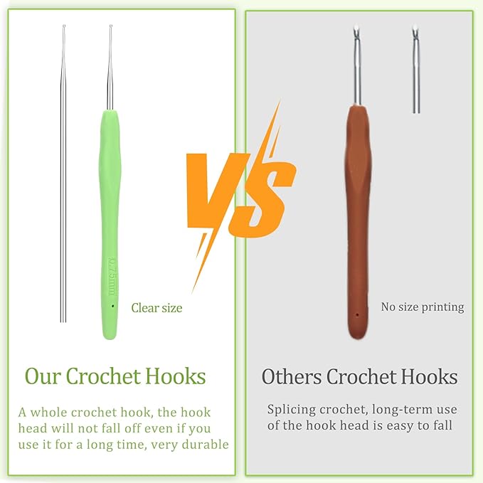 0.75 mm Crochet Hook, Ergonomic Handle for Arthritic Hands, Extra Long  Knitting Needles for Beginners and Crocheting Yarn (0.75 mm)