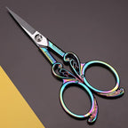 Detail Embroidery Scissors – Small Sharp Pointed Tip Shears for Sewing, Craft, Artwork, Needlework Yarn, Thread Snips, Handicraft DIY Tool, 4.5in Rainbow Vintage Style