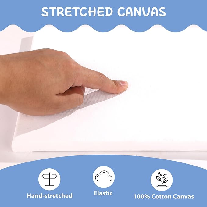 ESRICH Stretched Canvases for Painting 8x10, 10 Pack 8x10 Canvas Value Pack,Primed Acid-Free Cotton Blank Canvas, Paint Canvases for Oil & Acrylic Paint.
