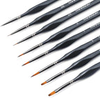 Transon Fine Detail Art Paint Brush Set 8pcs with Triangular Handle for Miniatures Model Craft Face Painting Suitable for Acrylic Gouache Watercolor Oil