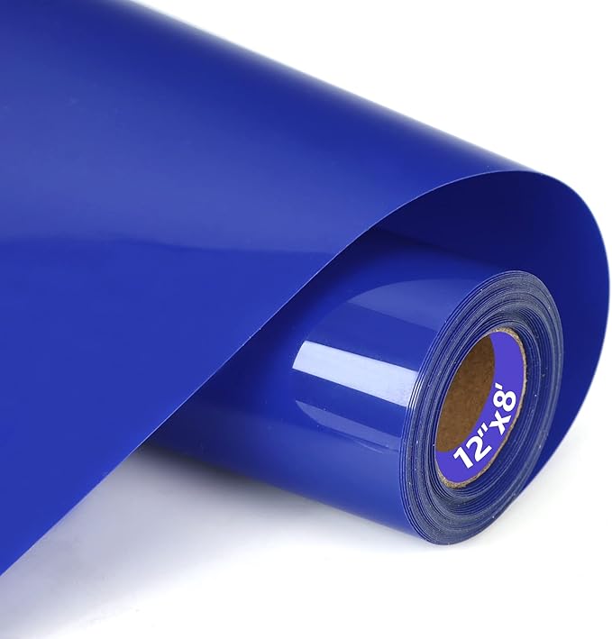 HTV Sapphire Blue Heat Transfer Vinyl Rolls 12 Inch by 8feet Roll Iron on DIY for T-Shirt Easy to Cut & Weed for Heat Vinyl Design Glossy (8Ft, Sapphire Blue)