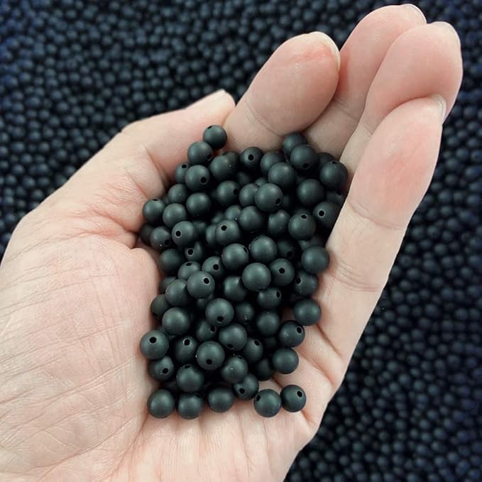 NCB Black Matte Onyx Beads 200pcs 6mm Round Gemstone Beads Spacer Charm Beads Natural Stone Loose Beads for Bracelet Necklace Jewelry Making (Matte Black Onyx, 6mm 200Beads)