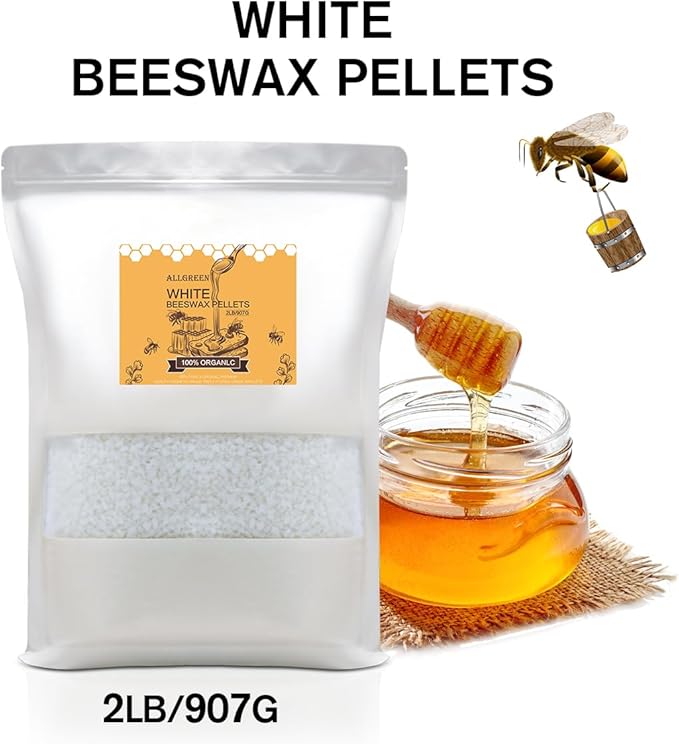 White Beeswax Pellets 4LB(64 oz) Pure and Natural Triple Filtered for Skin, Face, Body and Hair Care DIY Creams, Lotions, Lip Balm and Soap Making Supplies