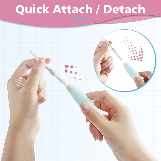 10-Size Interchangeable Crochet Hook Set – Ergonomic Jelly-Grip Handle, Extra Long, 15pcs Pre-Included Accessories, Portable Case