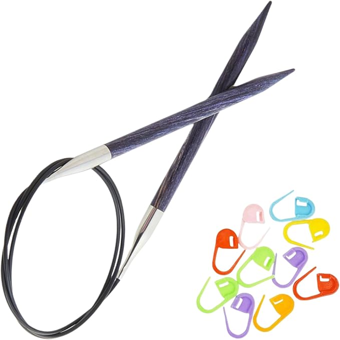 KnitPro Dreamz Circular Knitting Needles 47 inch, Size 10.5 (120cm, 6.50mm) with 10 Colorful Stitch Markers