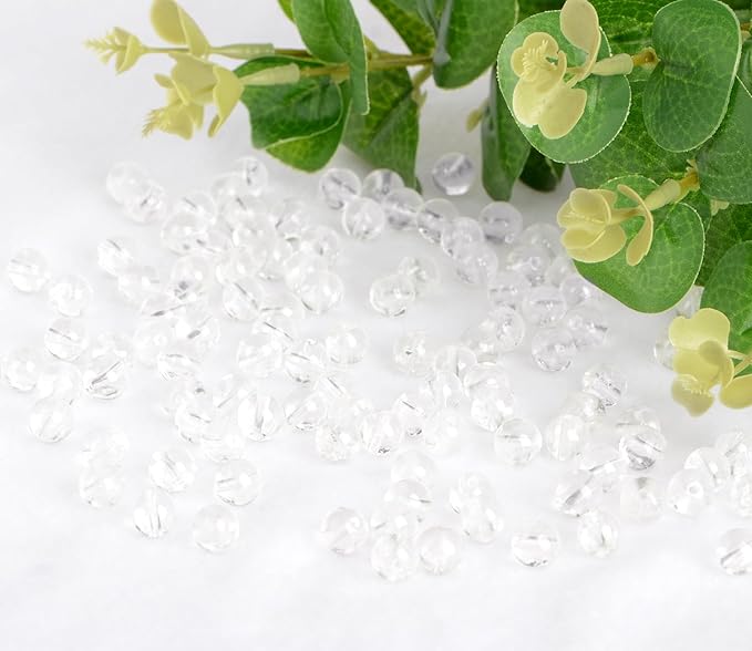 Natural Stone Beads Clear Quartz Crystals Round Genuine Stone Beading Loose Gemstone Hole Size 1mm DIY Charm Smooth Beads for Bracelets Necklaces Earrings 6mm 200pcs (Clear Quartz Crystals 6mm)