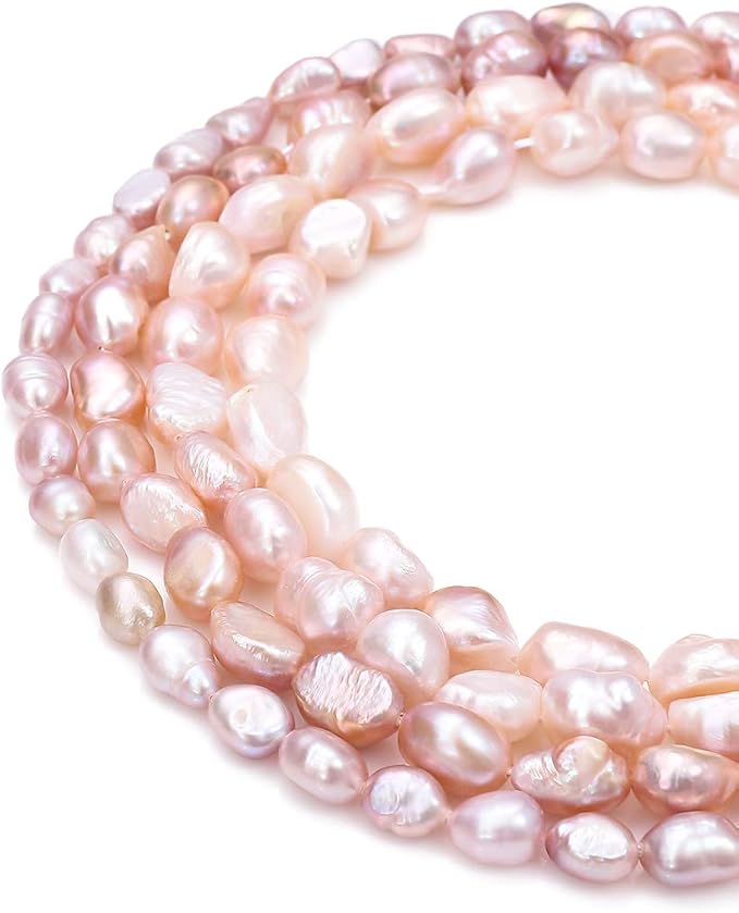 Natural Pearl Beads 7-8mm Purple Freshwater Cultured Loose Gemstone Beads for DIY Jewelry Making 13.8''/Strand