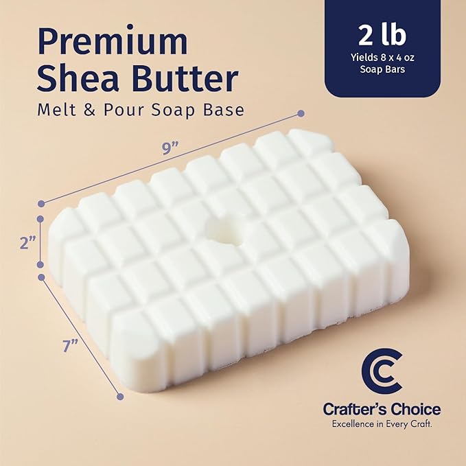 Crafter's Choice Premium Glycerin Melt and Pour Soap Base for Soap Making and DIY Crafting Projects, 2LB Block (Shea Butter)