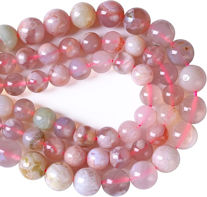 10MM 36PCS Natural Sakura Agate Gemstone Crystal Beads for Jewelry Making DIY Bracelet