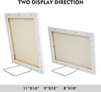 CONDA Stretched Canvas Painting, 20 Multi Pack 4x4, 5x7, 8x10, 9x12, 11x14 Inches (4 of Each) with 20 Pcs Display Brackets, Primed, 100% Cotton, Value Bulk Pack for Oil & Acrylic Painting