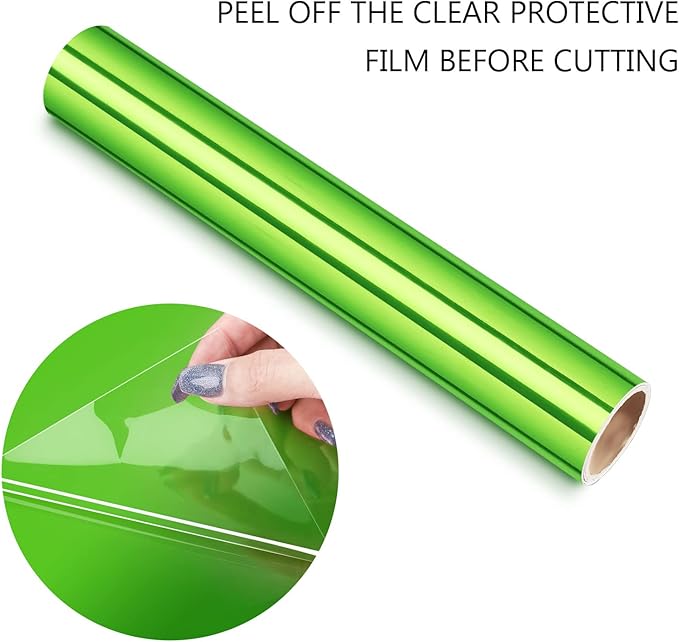 TECKWRAP Chrome Vinyl Neon Green Metallic Permanent Vinyl with Air Channels 1ftx5ft, Lime Green