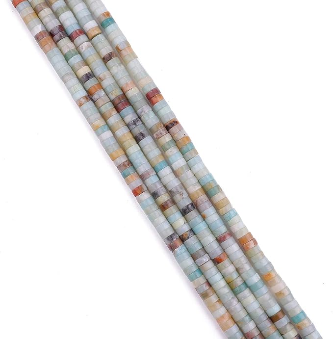 Natural Amazonite Spacer Beads Caps Loose Semi Gemstone for Beading Jewelry Making 6mmx3mm 38cm
