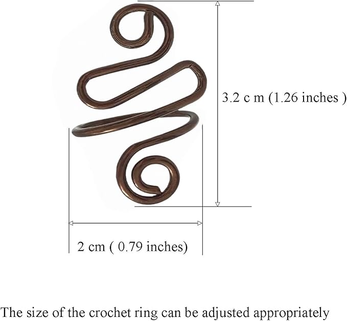 2Pcs Crochet Rings for Finger, Adjustable Open Yarn Guide Crochet Tension Ring for Crocheting Knitting Accessories Supplies Metal Yarn Tension Loop Ring for Finger (Brown), SATONBEYI