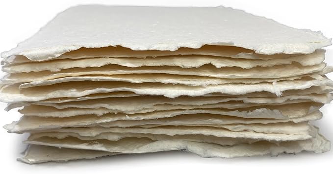 Wanderings Thick Handmade Watercolor Paper with Deckled Edge A5-5.8x8.3-500GSM Premium Ivory Cold-Pressed Textured Mixed Media Paper Made with Recycled Cotton - 15 Loose Leaf Sheets