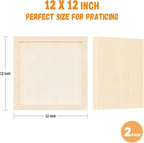 Wood Panels for DIY Painting - Christmas Crafts & Home Décor | 12x12 Inch Canvas Wood Boards, Unfinished Wooden Canvas for Adults & Kids (3-Pack)