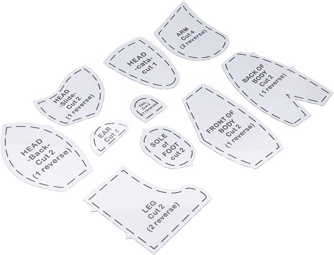 Memory Bear Sewing Pattern, 15 inch DIY Teddy Bear Template, Acrylic Quilting Templates for Beginners