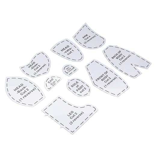 Memory Bear Sewing Pattern Templates Set, 10 Inch Acrylic DIY Stuffed Animal Quilting Kit for Craft Lovers